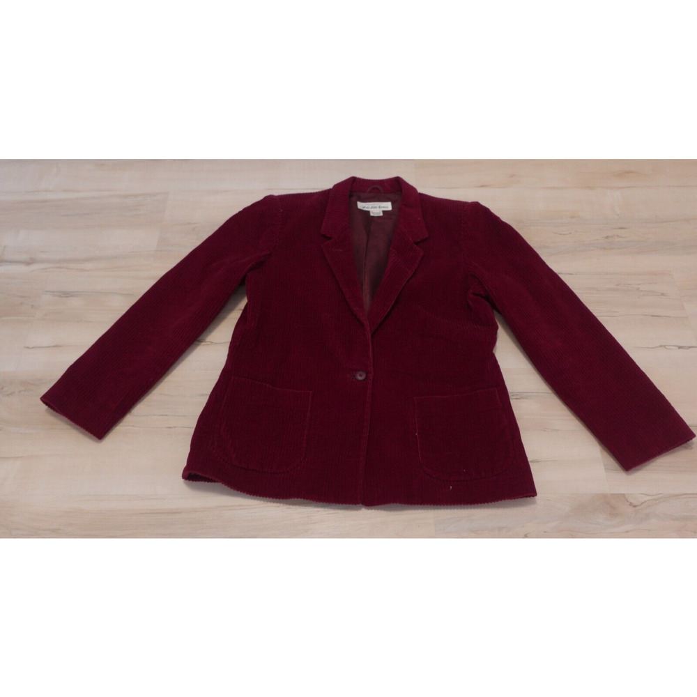 Saks Fith Avenue 14 Blazer Corduroy 100% Cotton Pocket Lined Red Vintage